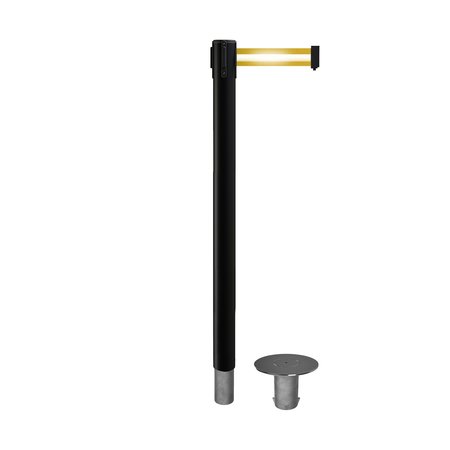 MONTOUR LINE Stanchion Belt Barrier Removable Base Black Post 9ft.Y Ref. Belt MX630R-BK-YRH-90